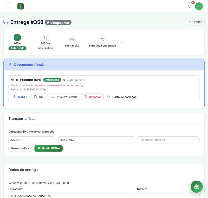 DANFE, XML, cancelamento e carta de correção