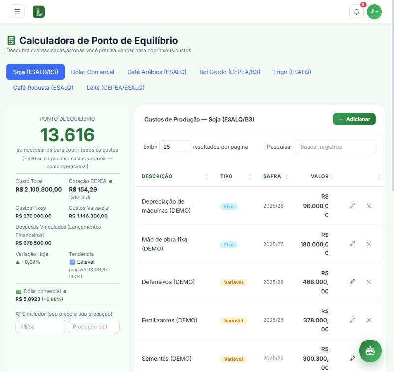 Tela do módulo Calculadora
